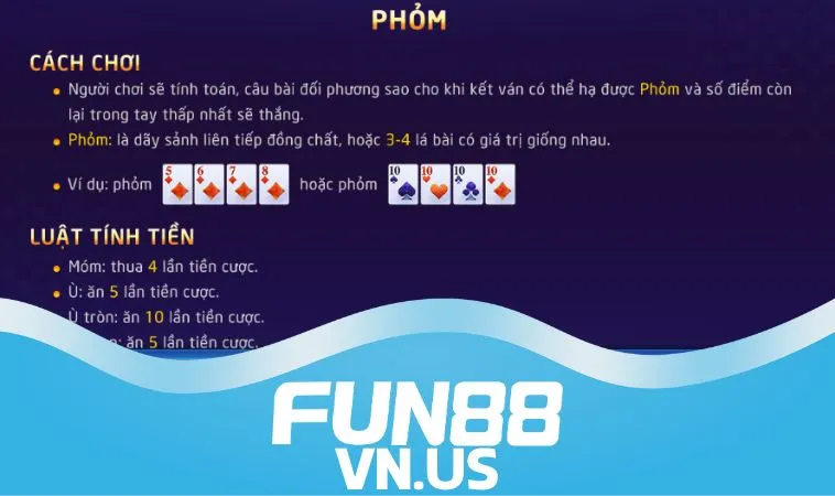 Chia sẻ quy định cá cược Phỏm FUN88 đơn giản, dễ hiểu